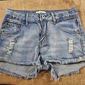 Ocean Drive Light Blue Distressed Jean Shorts